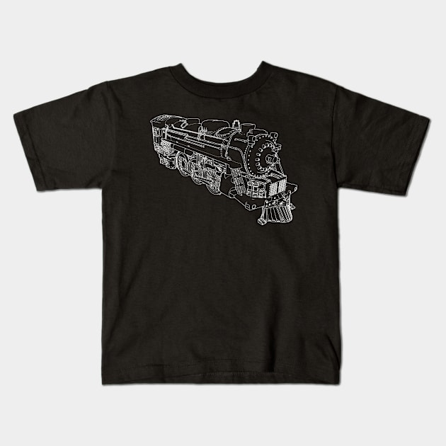 Steam Locomotive Railroad Train Lines Kids T-Shirt by HappyGiftArt